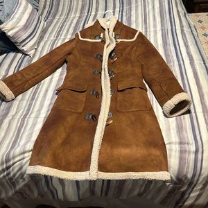 AMISU Amisu Faux Leather Coat, brown color.